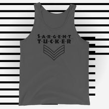 Load image into Gallery viewer, Sargent Tucker's Black Striped Logo, Unisex Tank Top