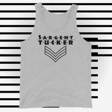 Load image into Gallery viewer, Sargent Tucker's Black Striped Logo, Unisex Tank Top