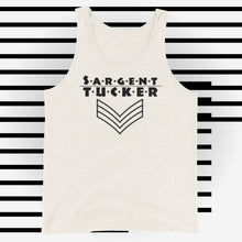 Load image into Gallery viewer, Sargent Tucker's Black Striped Logo, Unisex Tank Top