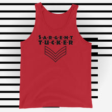 Load image into Gallery viewer, Sargent Tucker's Black Striped Logo, Unisex Tank Top