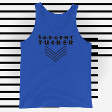 Load image into Gallery viewer, Sargent Tucker's Black Striped Logo, Unisex Tank Top